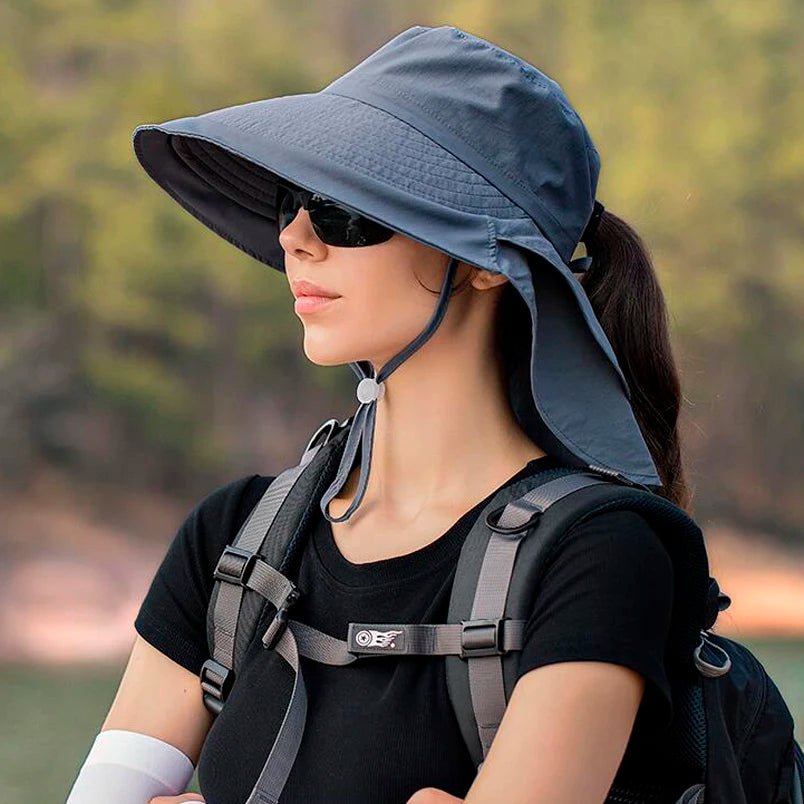 Sbbd42d19f104490d8b5d955bae00d42b1.jpg Designer Lightweight Ponytail Hole Visor Hats Summer Bucket Hats for Women Big Brim Outdoor Eye Protection Sunscreen Cap Sun Hat - Image 1