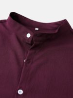 Summer Fashion Men's Short Sleeve Button Down Henley Shirts Casual Solid Beach Shirt - Image 4