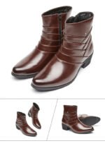 Luxury Men Boots Leather Chelsea Boots High Top Buckle Strap Formal Shoes Black British Style Ankle Boots Pointed Toe Brown Boot - Image 25