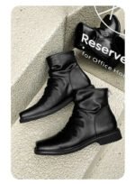 Hot-Selling Leather Boots for Men Fad Square Toe Drape Casual Chelsea Boot British High-end Cool High Top Men Boots Botas Hombre - Image 14