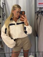 Women's Jackets Beige Black Zip Collar Crop Jacket Lapel Loose Streetwear Spring Autumn Chic Sports Outfits Short Coats 2026 New - Image 5