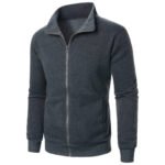 Autumn Men's Long Sleeve Zipper Jacket Coats Solid Color Warm Sweatshirts Casual Baseball Jacket Outdoor Streetwear - Image 3