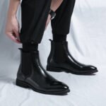 Chelsea Boots for Men Red Sole Pu Ankle Business Round Toe Slip-On Mens Boots Free Shipping Size 38-46 Men Shoes - Image 26
