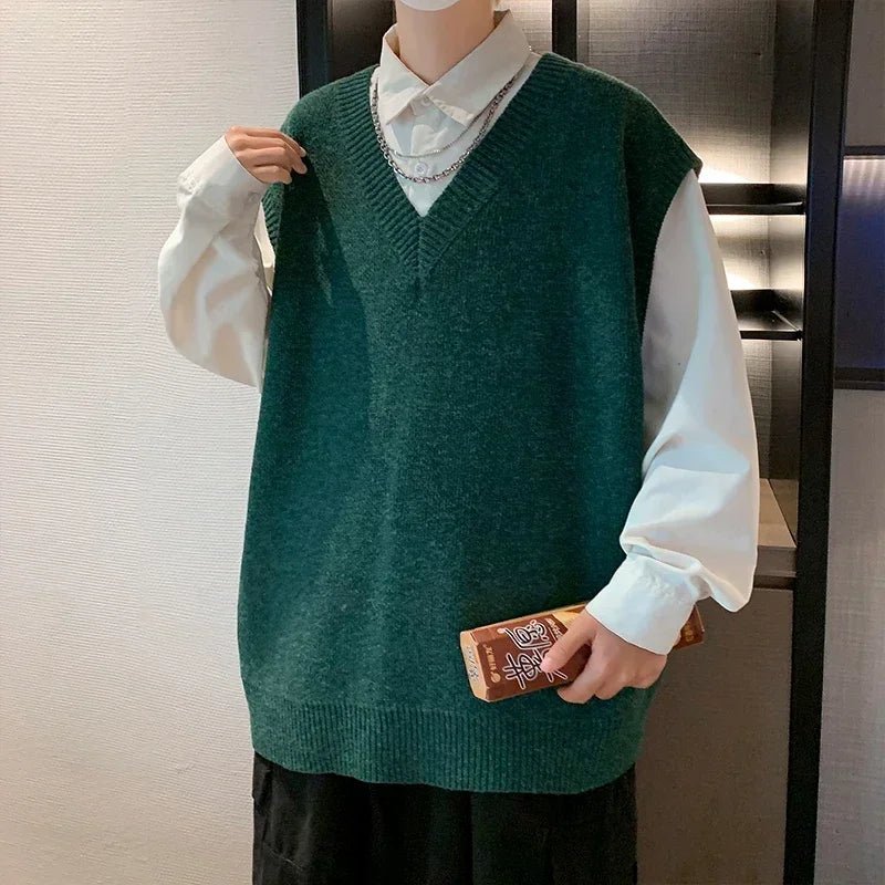 Sc0d04b606b7d4acdabdad5e91d5c51a9O.jpg Men's Casual Sweater Vest Warm and Comfortable Vest in Autumn and Winter Sleeveless O-neck Basic Pullover Sweater - Image 1