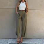 Elegant Women Pants Casual High Waisted Straight Pants Korean Fashion Solid Color Trousers Office Lady Baggy Pants Pantalones