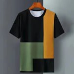 Color Block Short sleeved T-shirt for Men's Versatile Round Neck Trendy Half sleeved Bottom Shirt Summer Cool Feeling T-s - Image 6
