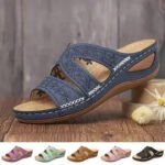 Summer 2025 women's sandals with exposed toes, retro anti slip leather casual women's fashionable versatile sandals