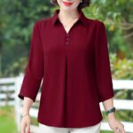 1pcs Woman Summer Solid Blouses Shirt Lady Thin Pullover Shirt Female Casual Half Sleeve Turn-down Collar Loose Top Mom Clothing - Image 5