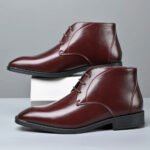 Men's Pointed Toe Ankle Boots Lace‑Up Leather Business Formal Dress Shoes Male High Top Footwear Man Chelsea Boots Comfy Botas - Image 17