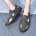 New Handmade Summer Sandals Men Breathable Leather Shoes Man Outdoor Men Sandals Antiskid Beach Sandals Hollow Shoes Fashion - Image 4
