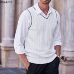 New Men's Knit V-Neck Sweater Vest Contrast Color Stripe Design Sleeveless Knitted Pullover Sweaters Men Smart Casual Waistcoats - Image 4