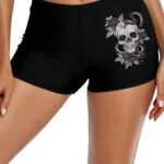Vintage Skull Snake Rose Art Old Tattoo Women's Swim Shorts, High-Elasticity Quick-Dry, Printed Summer Bikini Shorts