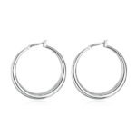 925 Sterling Silver 33mm Big Circle Round Hoop Earring For Women Unusual Earrings 2024 Trend Christmas Jewelry - Image 2