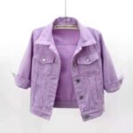 Women Denim Jacket Spring Autumn Short Coat Pink Jean Jackets Casual Tops Purple Yellow Purple Blue Loose Tops Lady Outerwear - Image 2