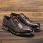 Men's Casual Leather Shoes Cap Toe Derby Lace-up Business Formal Dress Shoes Retro British Style Office Wedding Footwear - Image 6