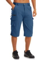 Men's Cargo Work Shorts Quick Dry 3/4 Length Capri Pants Multi-pockets Knee Length Trousers Summer Board Beach Shorts - Image 36