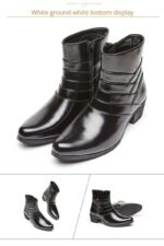 Luxury Men Boots Leather Chelsea Boots High Top Buckle Strap Formal Shoes Black British Style Ankle Boots Pointed Toe Brown Boot - Image 10