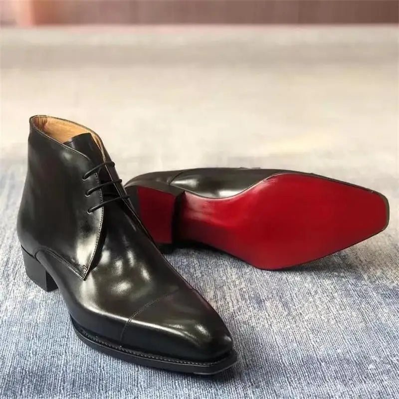 Scb0ca811a4434fe9bcfce6784bd53540N_41b64458-0ddc-4638-85ce-1a1cb8276b8e.jpg Men Boots Red Sole Handmade Solid Color Lace Up Classic Business Ankle Boots for Men Free Shipping Fashion Mens Shoes - Image 1