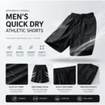 One Size Men Polyester Quick Dry Athletic Shorts Elastic Drawstring Zipper Pockets Jogging Workout Running Sport Shorts - Image 2