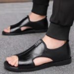 New Style Perforated, Breathable and Anti-Slip Outerwear Casual Leather Slip-On Sandals for Men Size 48 Large Size - Image 2