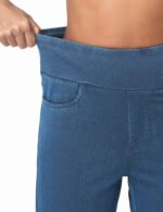 THE GYM PEOPLE Women's Wide Leg Jeans High Waisted Pull on Stretchy Baggy Basic Straight Denim Pants with Pockets - Image 5