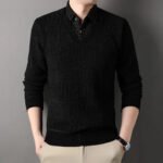 Winter Men Fleece Sweater Thickened Pullover Shirt Collar Sweaters Velvet Clothing Autumn Winter Jumpers Fashion Knitwear - Image 4
