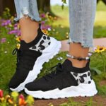 Women Leopard Print Mesh Chunky Platform Sneakers Thick Sole Lace Up Casual Shoes Breathable Non Slip Walking Trainers Multicolor Fashion All Match Daily Outdoor Sports Footwear For Ladies All Seasons Daily Wear - Image 2