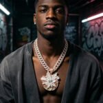 Iced Out Rose Pink Drip Pendant 18K Gold Electroplated Cubic Zirconia Hip Hop Round Medallion Necklace Cuban Chain Charm Colorful Stone Inlay Dripping Gold Street Rapper Fine Jewelry Accessory For Men Party Club Daily Sparkli - Image 3