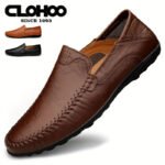 CLOHOO Men's Business Casual Shoes Leather Stitching Comfortable Breathable Rubber Bottom Second Layer Cowhide - Image 2