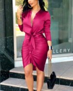 Women Sexy Deep V Neck Mini Dresses Ladies Long Sleeve Party Club Bodycon Dress - Image 6