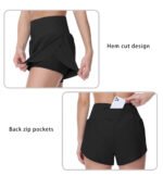 THE GYM PEOPLE Women’s Quick Dry Running Shorts Mesh Liner High Waisted Tennis Workout Shorts Zipper Pockets - Image 5
