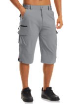 Men's Cargo Work Shorts Quick Dry 3/4 Length Capri Pants Multi-pockets Knee Length Trousers Summer Board Beach Shorts - Image 33
