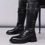Men's Autumn Winter Vintage Outdoor Long Boots British Style Work Boots High Top Men's Leather Boots-1307 - Image 3