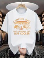 Men's Summer 100% Cotton Casual Fashion Camping Dad Pattern Printed Loose Breathable Round Neck Short Sleeve T-shirt - Image 3