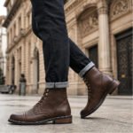 CAPTAIN ANKLE BOOTS Men's Vintage Combat Boots Lace-Up Cap Toe Ankle BOOTS - Image 8