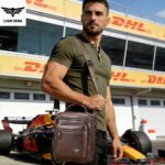 LION VERA Men's Shoulder Bag Casual Mobile Phone Zipper Bag Large Capacity Business Genuine Leather Travel Crossbody Bag - Image 4