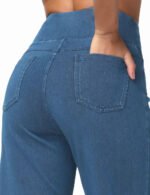 THE GYM PEOPLE Women's Wide Leg Jeans High Waisted Pull on Stretchy Baggy Basic Straight Denim Pants with Pockets - Image 2