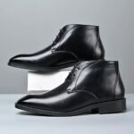 Men's Pointed Toe Ankle Boots Lace‑Up Leather Business Formal Dress Shoes Male High Top Footwear Man Chelsea Boots Comfy Botas - Image 10