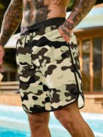 Manfinity KASUA Men's Summer Holiday Casual Camo Print Drawstring Waist Side Pocket Beach Shorts Men Camo Shorts Men Streetwear - Image 4