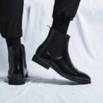 Chelsea Boots for Men Red Sole Pu Ankle Business Round Toe Slip-On Mens Boots Free Shipping Size 38-46 Men Shoes - Image 28