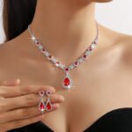 2pcs/set Jewelry Sets Women Elegant Waterdrop Rhinestone Pendant Necklace stud Earrings Wedding Dress Bridal Jewelry Set - Image 3