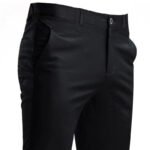 Men's Suit Pants Stretch Smart Casual Trousers Pocket Solid Color Straight Wearable Full Length Home Work Black Dress Pants - Image 6