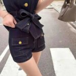2026 Spring/Summer New Dark Blue High-Waist Denim Shorts USA Y2K Women's Fashion Street Dance Gothic Casual Slim Shorts