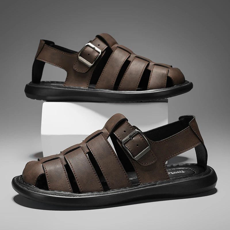 Sd6bf862d20cf4203a5b6ad089b077585n_608d3ae6-f626-4a77-a017-1f98ba13887a.jpg Summer New Men's Sandals High Quality Leather Roman Shoes Men Casual Beach Shoes Luxury Hollow Out Sandalias Male Big Size 38-48 - Image 1