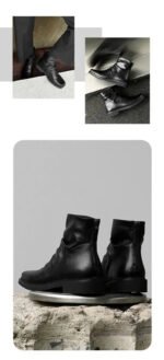 Hot-Selling Leather Boots for Men Fad Square Toe Drape Casual Chelsea Boot British High-end Cool High Top Men Boots Botas Hombre - Image 13