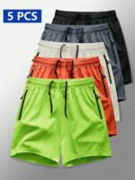 Manfinity Homme 5pcs/Set Men's Spring Summer Sports Shorts Casual Shorts