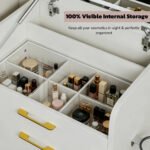 3-in-1 Vanity Desk with LED Mirror & Power Outlet 23.6" Flip-Up Dressing Table with Charging Station 3 Drawers Glass Top for Bedroom - Image 4