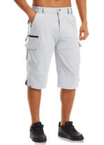 Men's Cargo Work Shorts Quick Dry 3/4 Length Capri Pants Multi-pockets Knee Length Trousers Summer Board Beach Shorts - Image 23