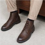 CAPTAIN ANKLE BOOTS Men's Vintage Combat Boots Lace-Up Cap Toe Ankle BOOTS - Image 11