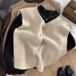 Crew Neck Women's Korean Solid Button Short Sleeve Cardigan Coats Sweater Knitted Sleeveless Ladies Elegant Tanks Bottoming - Image 5